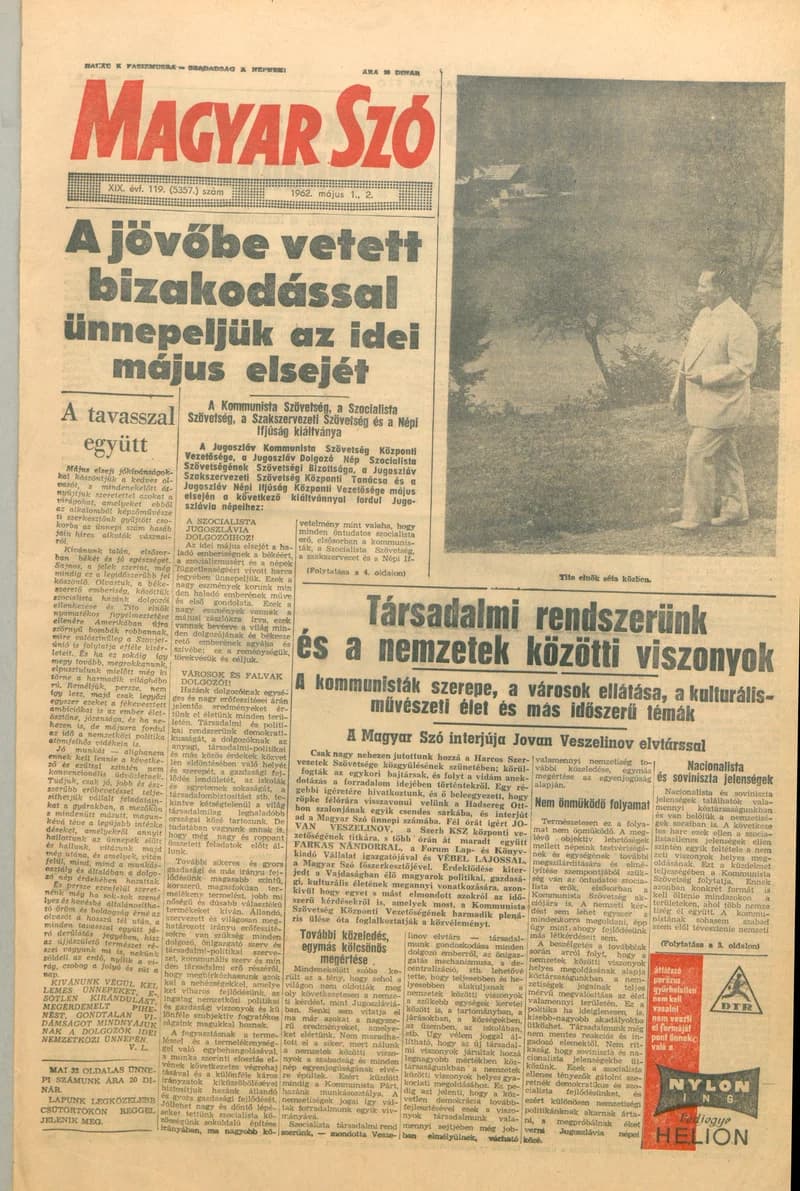 Magyar Szó, 19. évf. 1962. május 1. – 2. 119. sz. 1–32. oldal