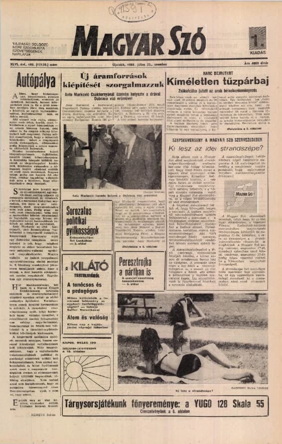 Magyar Szó, 46. évf. 1989. július 22. 198. sz. 1–20. oldal