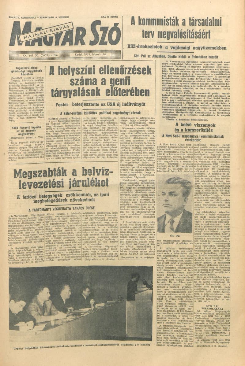 Magyar Szó, 20. évf. 1963. február 26. 55. sz. 1–16. oldal