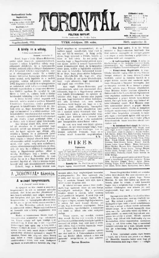 Torontál, 32. évf. 1903. szeptember 28. 219. sz.