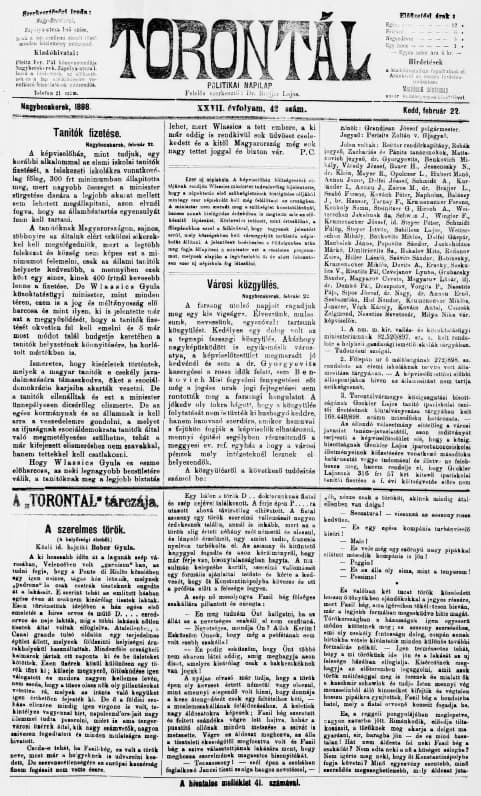 Torontál, 27. évf. 1898. február 22. 42. sz.
