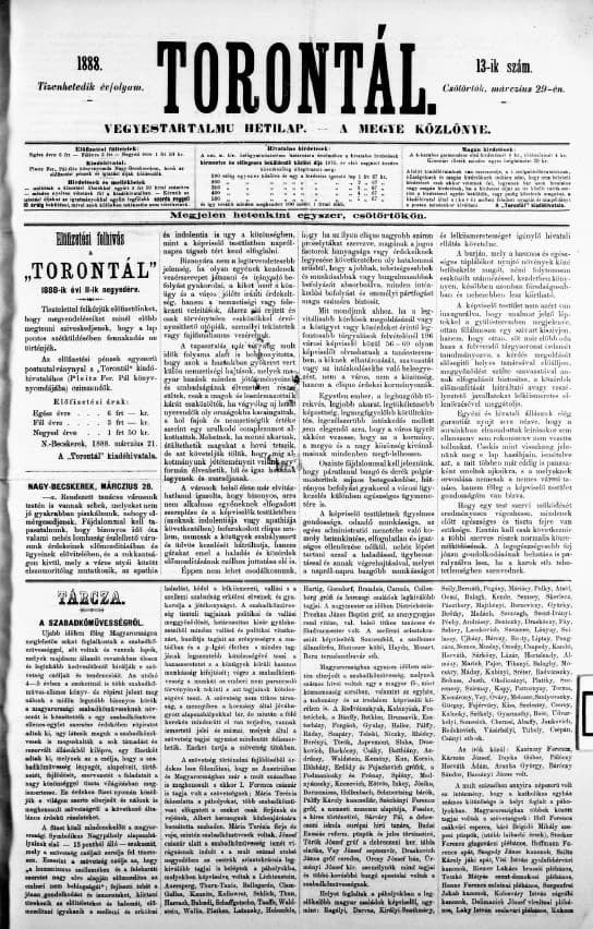 Torontál, 17. évf. 1888. március 29. 13. sz.