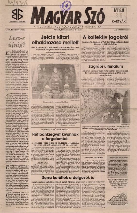 Magyar Szó, 50. évf. 1993. szeptember 28. 264. sz. 1–16. oldal