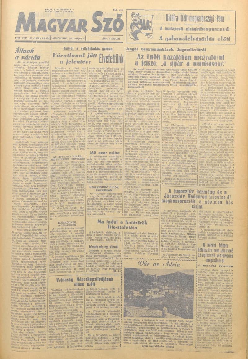 Magyar Szó, 8. évf. 1951. május 10. 109. sz. 1–4. oldal