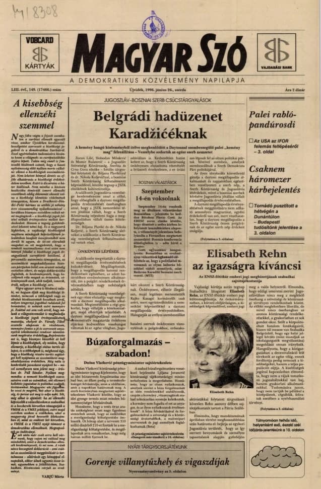 Magyar Szó, 53. évf. 1996. június 26. 149. sz. 1–16. oldal