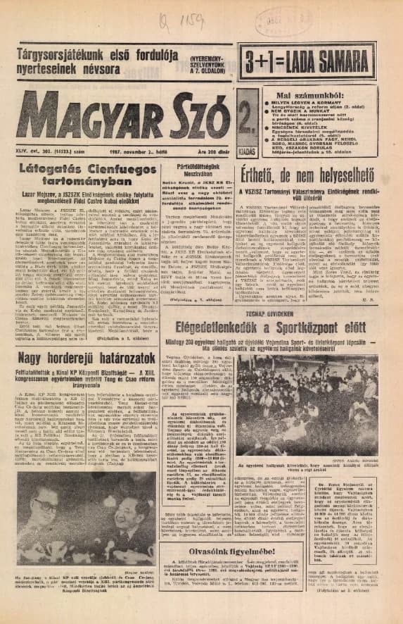 Magyar Szó, 44. évf. 1987. november 2. 302. sz. 1–20. oldal