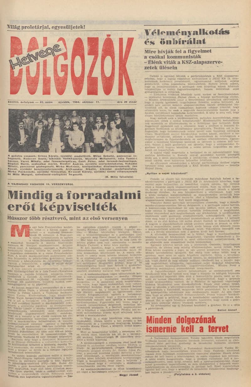 Dolgozók, 38. évf. 1984. október 11. 41. sz.