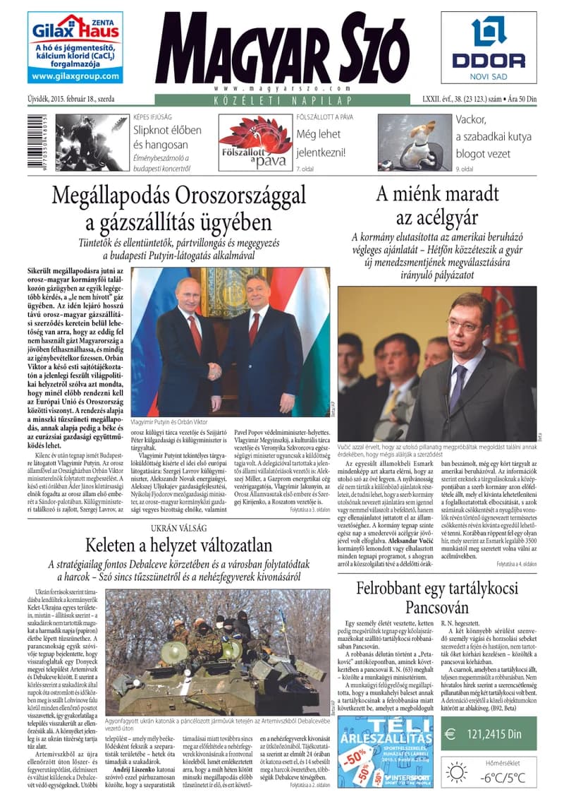 Magyar Szó, 72. évf. 2015. február 18. 38. sz. 1–16. oldal