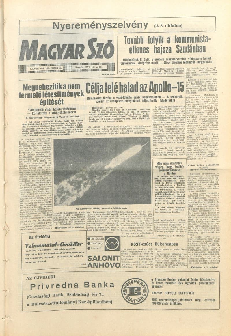 Magyar Szó, 28. évf. 1971. július 28. 205. sz. 1–14. oldal