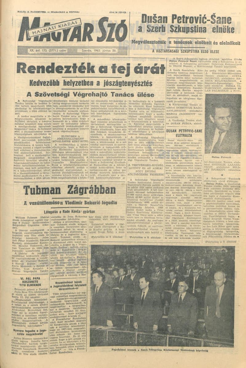 Magyar Szó, 20. évf. 1963. június 26. 173. sz. 1–14. oldal