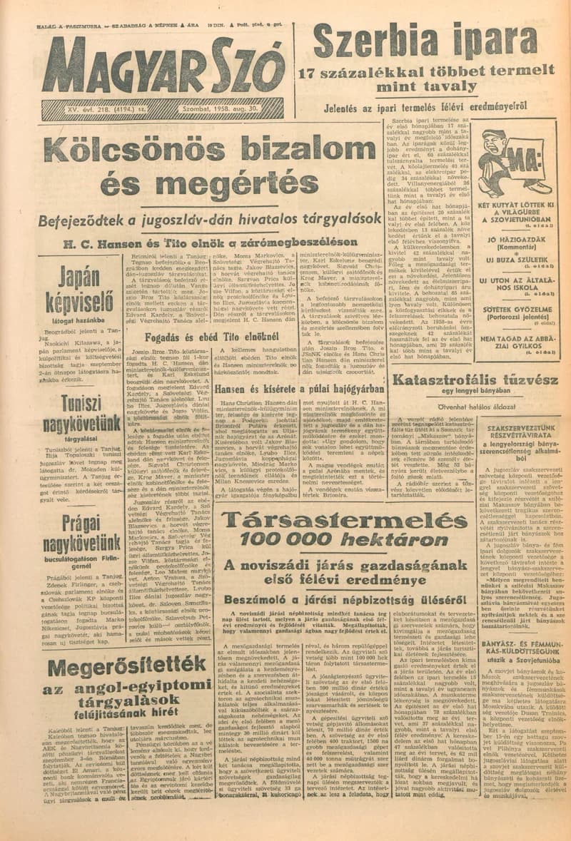 Magyar Szó, 15. évf. 1958. augusztus 30. 218. sz. 1–18. oldal