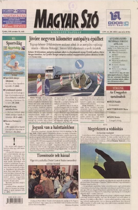 Magyar Szó, 66. évf. 2009. november 30. 280. sz. 1–16. oldal