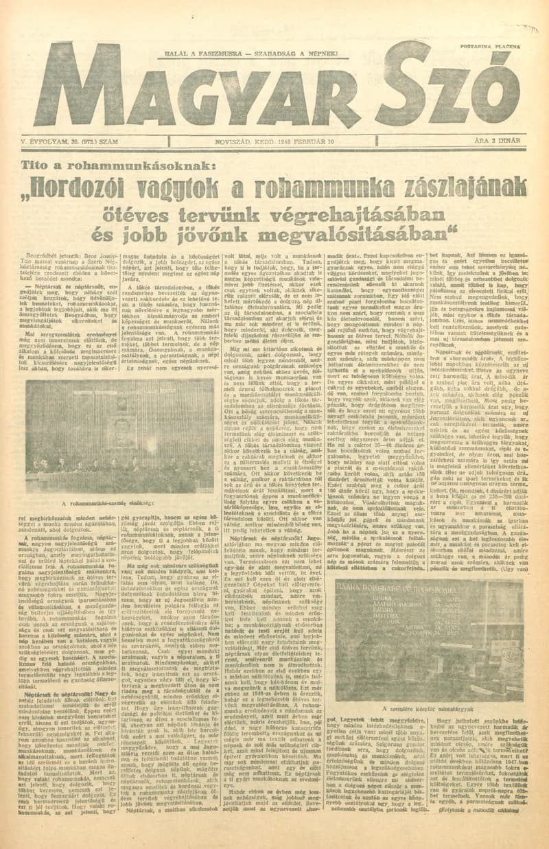 Magyar Szó, 5. évf. 1948. február 10. 35. sz. 1–6. oldal