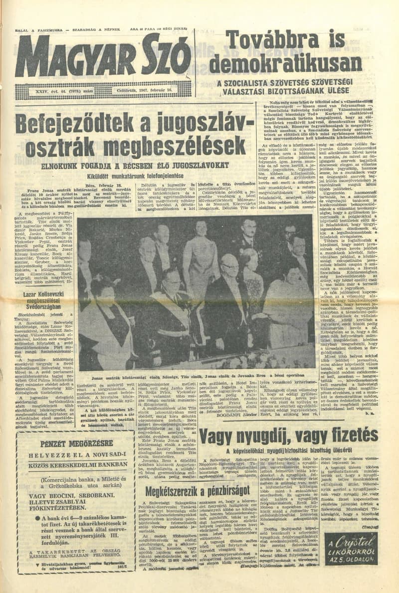 Magyar Szó, 24. évf. 1967. február 16. 44. sz. 1–14. oldal