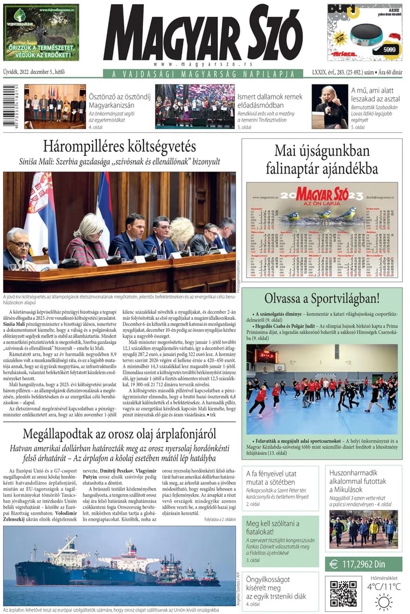 Magyar Szó, 79. évf. 2022. december 5. 283. sz. 1–16. oldal
