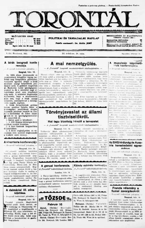 Torontál, 51. évf. 1922. február 18. 38. sz.