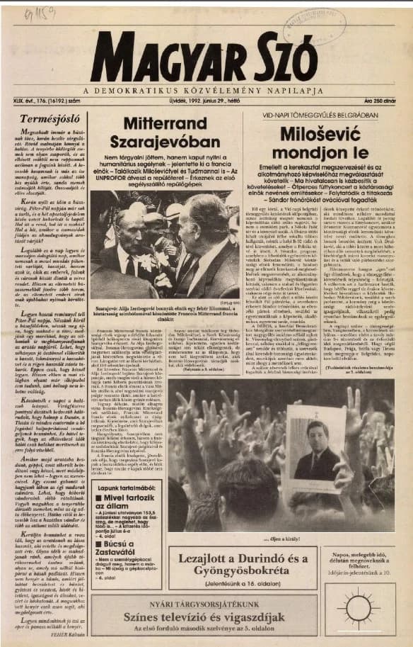 Magyar Szó, 49. évf. 1992. június 29. 176. sz. 1–16. oldal