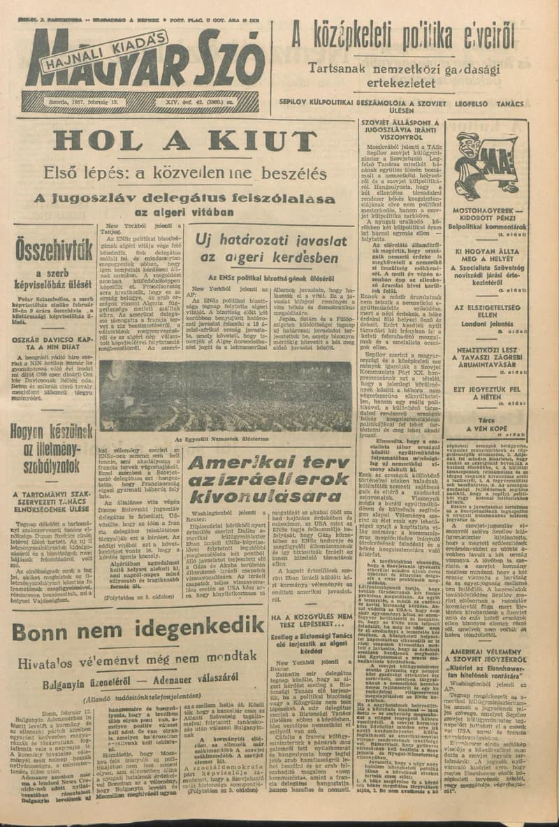 Magyar Szó, 14. évf. 1957. február 13. 42. sz. 1–12. oldal