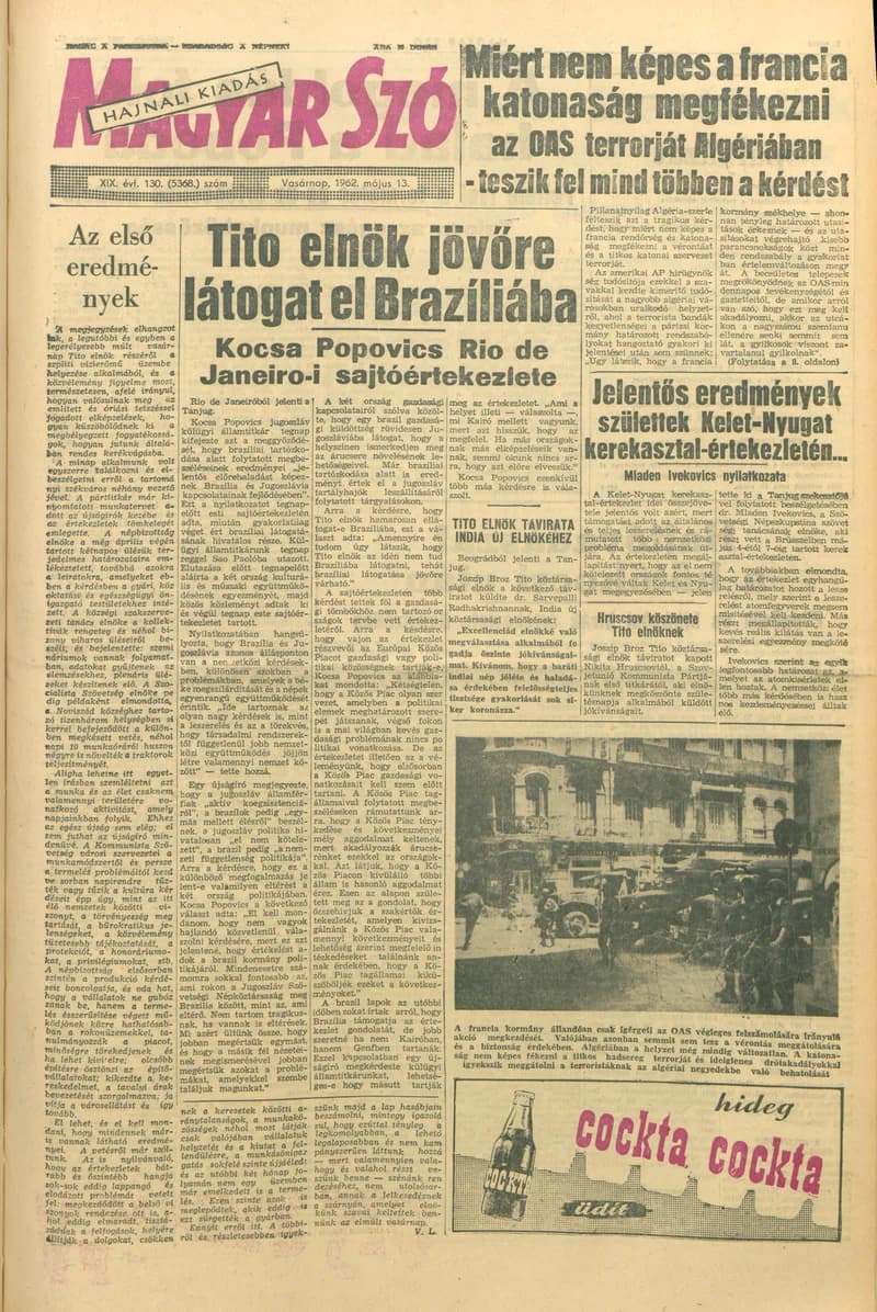 Magyar Szó, 19. évf. 1962. május 13. 130. sz. 1–24. oldal
