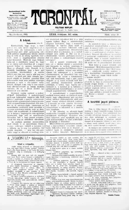 Torontál, 32. évf. 1903. július 20. 162. sz.