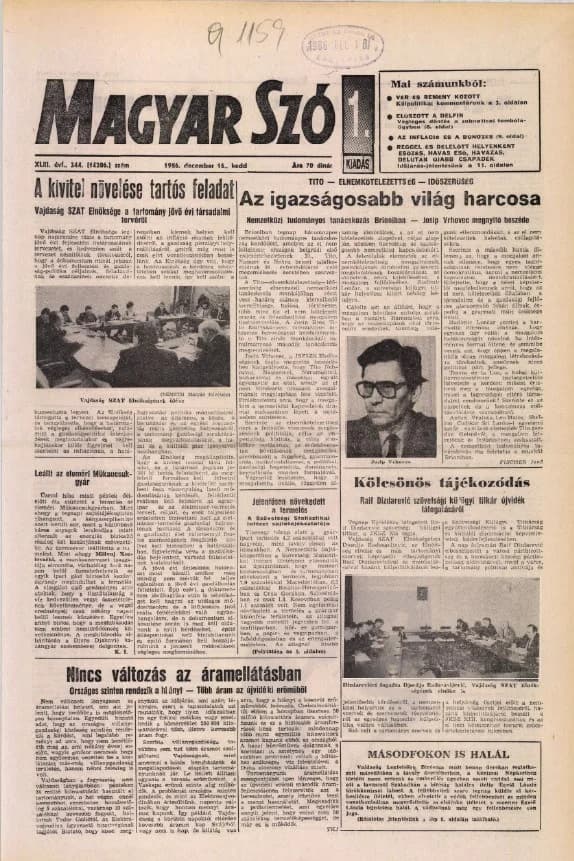Magyar Szó, 43. évf. 1986. december 16. 344. sz. 1–20. oldal