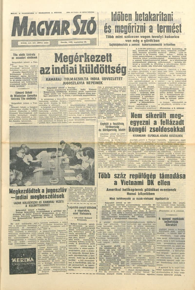 Magyar Szó, 23. évf. 1966. augusztus 10. 217. sz.