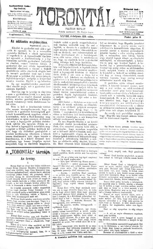 Torontál, 28. évf. 1899. július 14. 159. sz.