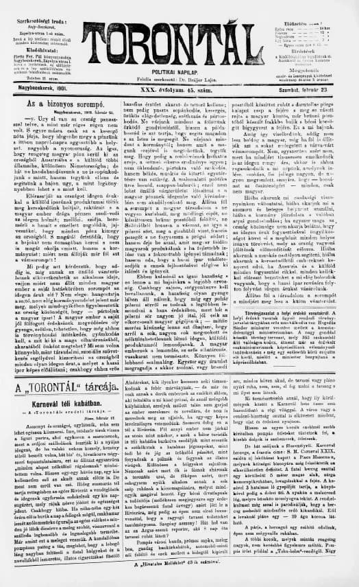 Torontál, 30. évf. 1901. február 23. 45. sz.