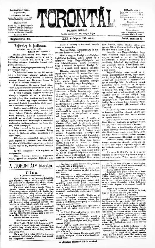 Torontál, 30. évf. 1901. augusztus 16. 186. sz.