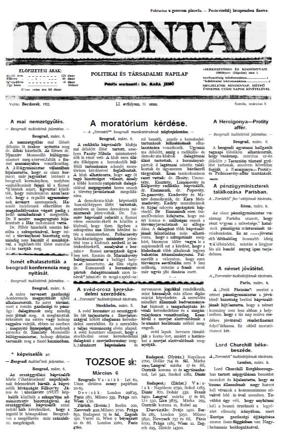 Torontál, 51. évf. 1922. március 8. 53. sz.