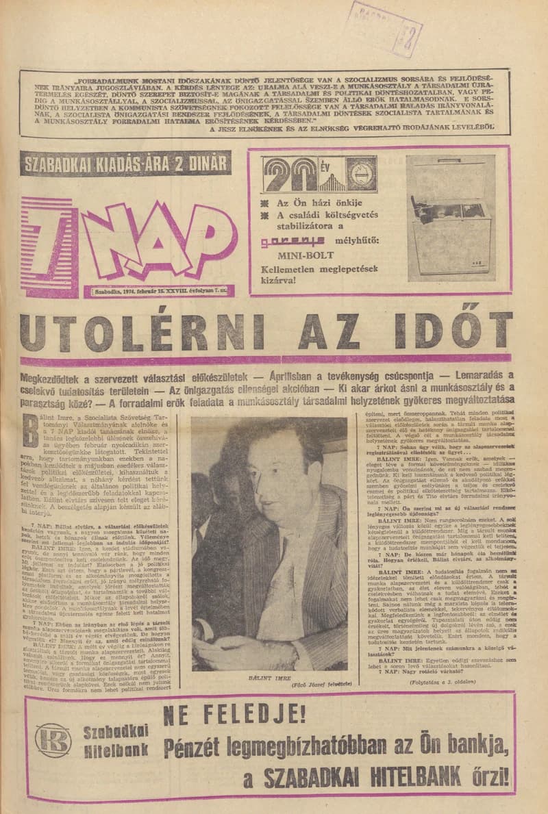 7 Nap, 29. évf. 1974. február 15. 7. sz. 1–32. oldal