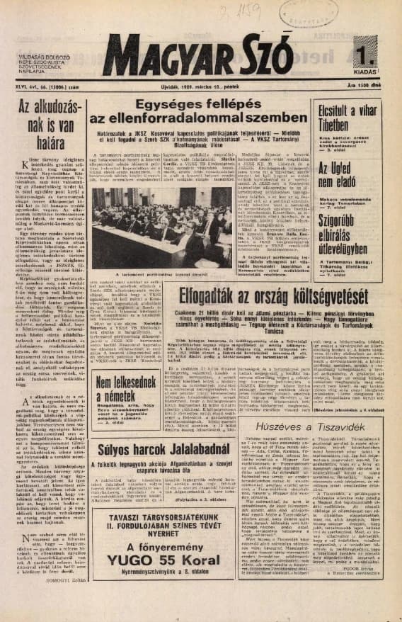 Magyar Szó, 46. évf. 1989. március 10. 66. sz. 1–24. oldal