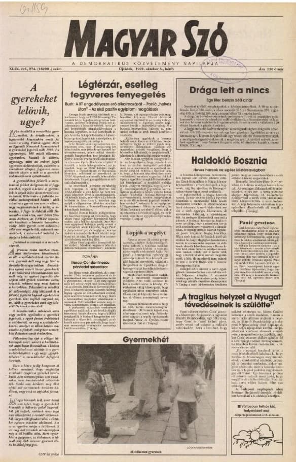 Magyar Szó, 49. évf. 1992. október 5. 274. sz. 1–16. oldal