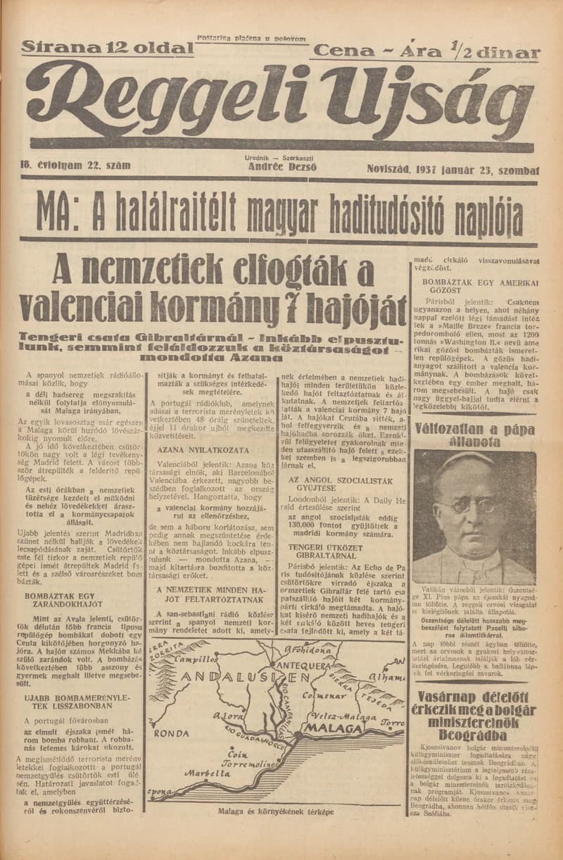 Reggeli Újság, 18. évf. 1937. január 23. 22. sz.