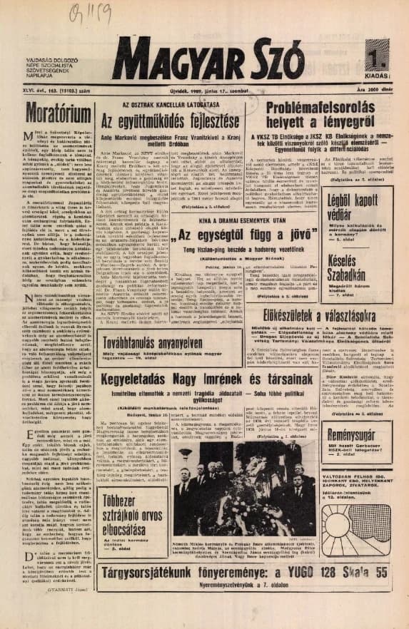Magyar Szó, 46. évf. 1989. június 17. 163. sz. 1–24. oldal