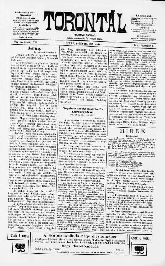 Torontál, 35. évf. 1906. december 3. 276. sz.