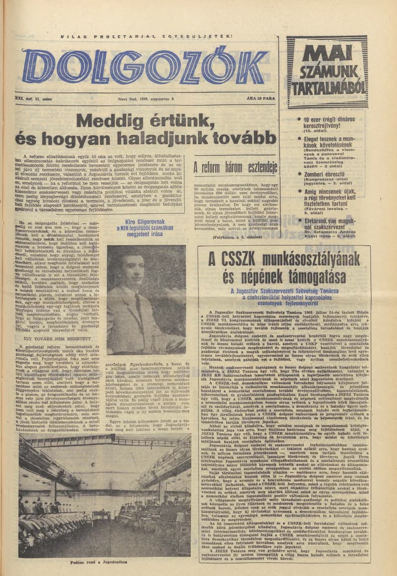 Dolgozók, 22. évf. 1968. augusztus 2. 31. sz.