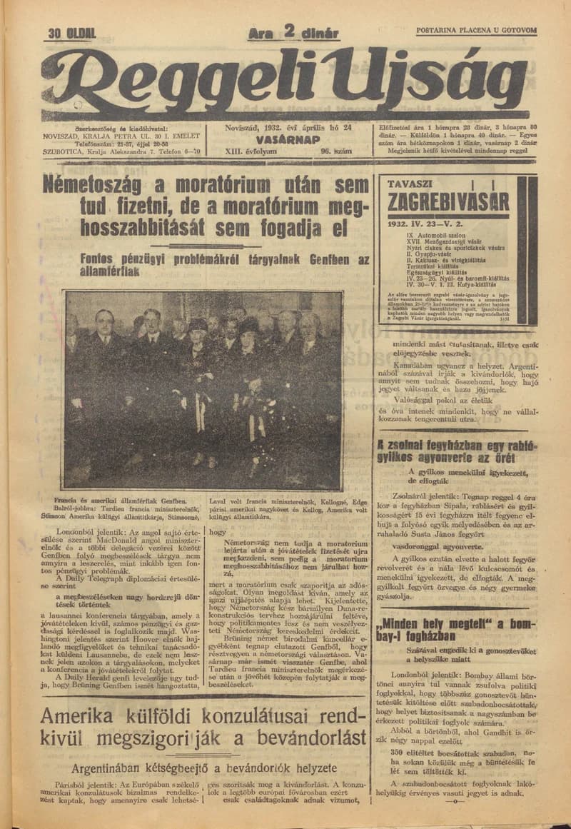 Reggeli Újság, 13. évf. 1932. április 24. 96. sz.
