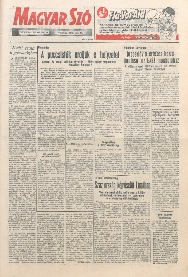 Magyar Szó, 32. évf. 1975. augusztus 17. 225. sz.