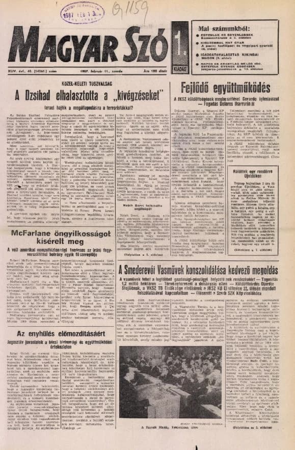 Magyar Szó, 44. évf. 1987. február 11. 40. sz. 1–16. oldal