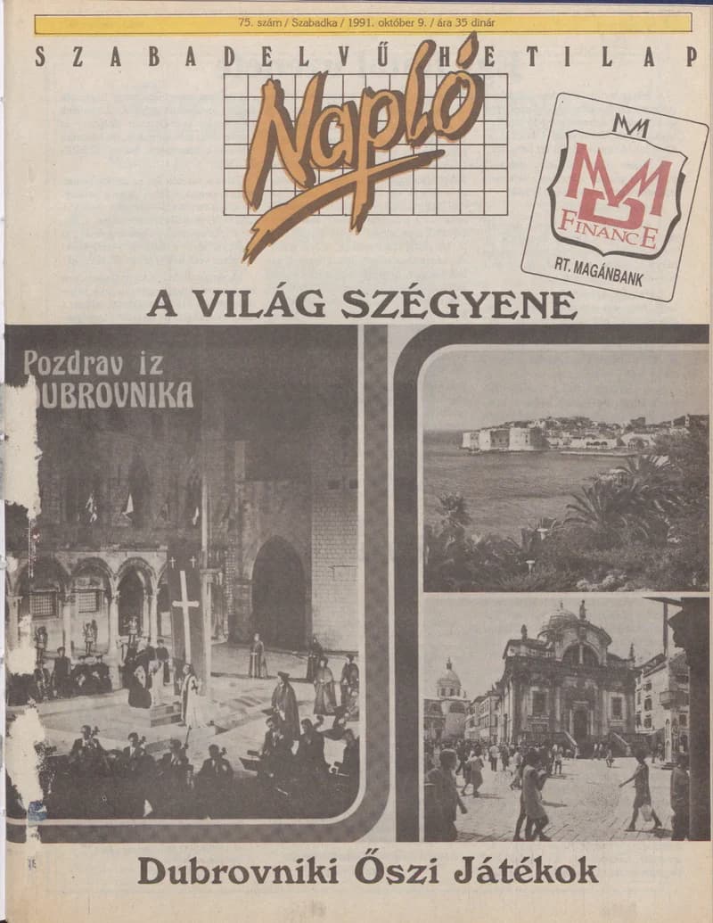 Napló - Szabadelvű hetilap, 2. évf. 1991. október 9. 75. sz.