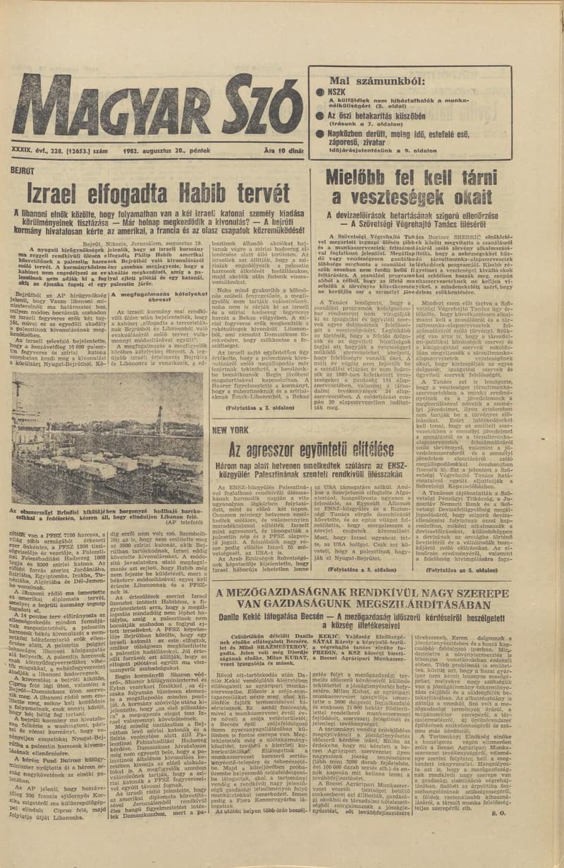 Magyar Szó, 39. évf. 1982. augusztus 20. 228. sz.
