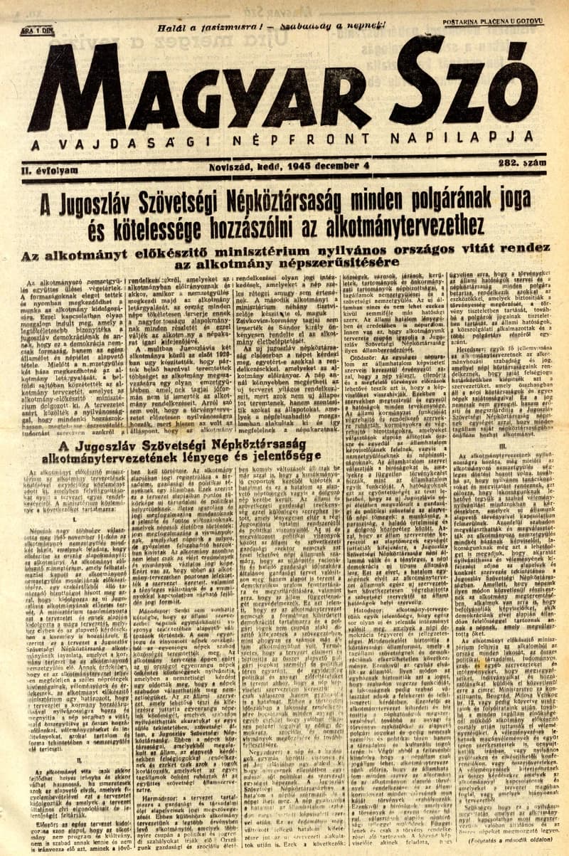 Magyar Szó, 2. évf. 1945. december 4. 282. sz. 1–6. oldal