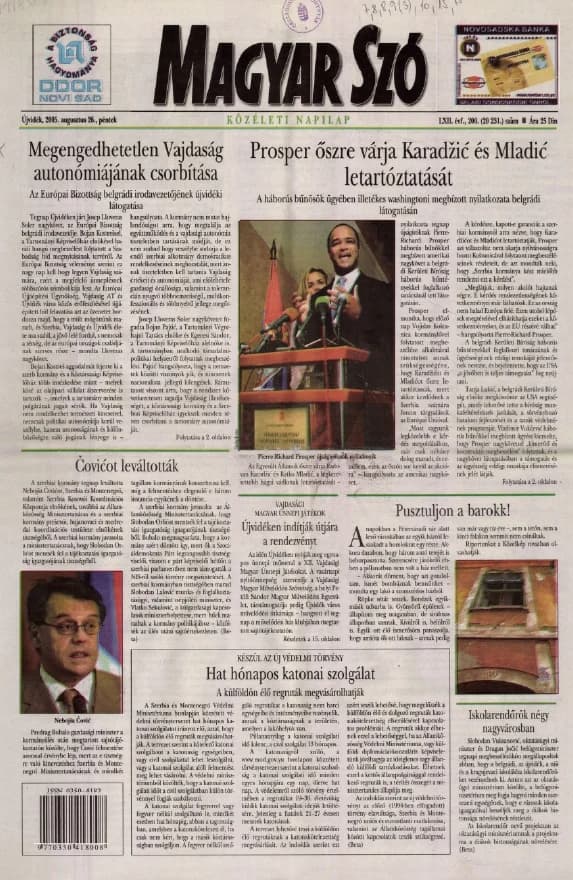 Magyar Szó, 62. évf. 2005. augusztus 26. 200. sz. 1–20. oldal