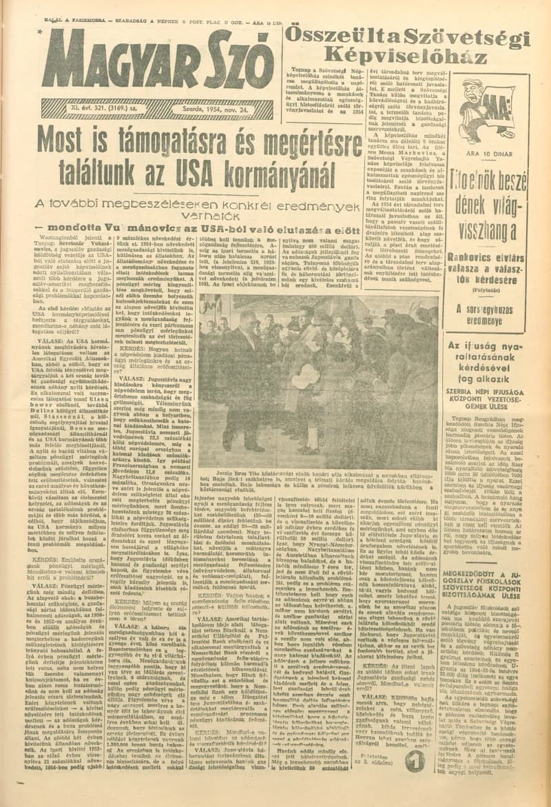 Magyar Szó, 11. évf. 1954. november 24. 321. sz. 1–8. oldal
