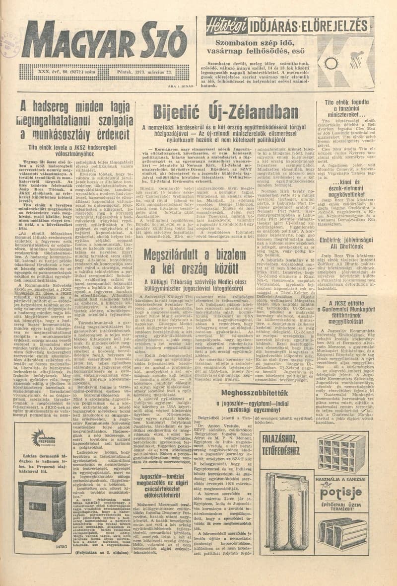 Magyar Szó, 30. évf. 1973. március 23. 80. sz. 1–14. oldal