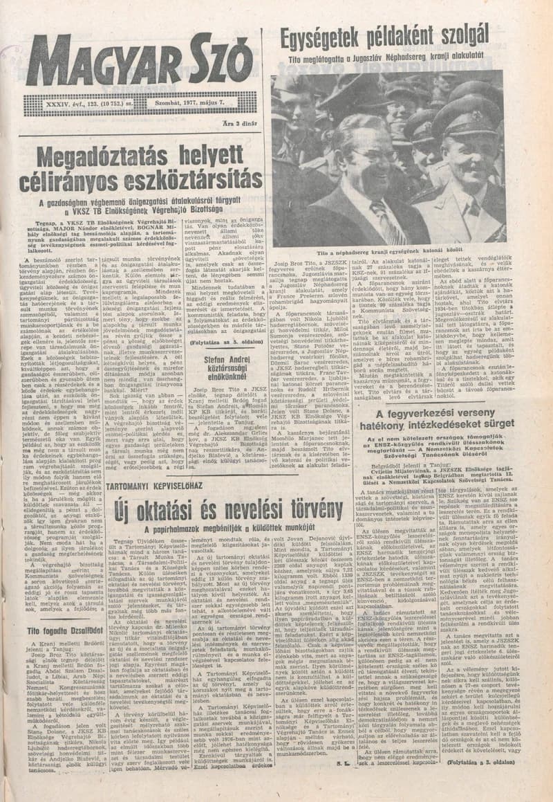 Magyar Szó, 34. évf. 1977. május 7. 123. sz.