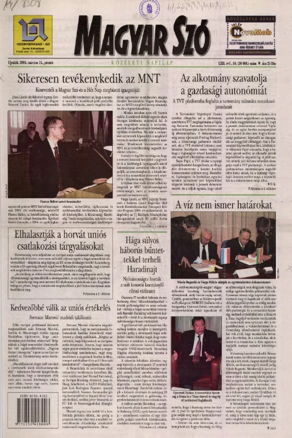 Magyar Szó, 62. évf. 2005. március 11. 58. sz. 1–20. oldal