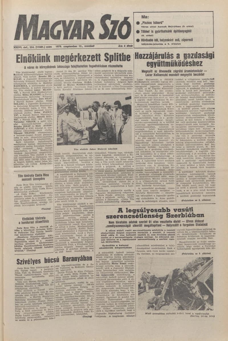 Magyar Szó, 36. évf. 1979. szeptember 15. 254. sz. 1–20. oldal