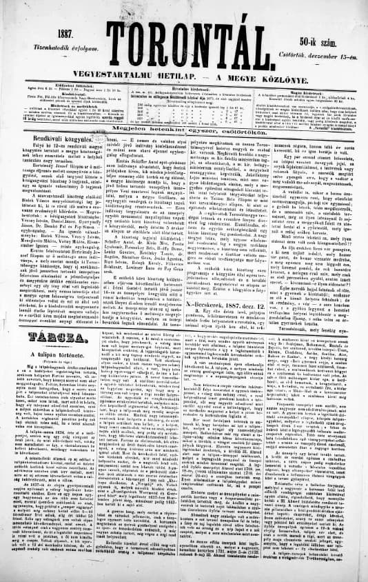 Torontál, 16. évf. 1887. december 15. 50. sz.